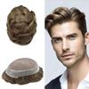 Men Toupee Human Hair Durable Fine Mono Hair Toupee for Men Hair Units Clear Poly Mens Toupee Human Hair Systems Protesis Capilar Para Hombre8x10-120% density710# VERY LIGHT BROWN+10% GERY view 1