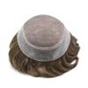 Men Toupee Human Hair Durable Fine Mono Hair Toupee for Men Hair Units Clear Poly Mens Toupee Human Hair Systems Protesis Capilar Para Hombre8x10-120% density710# VERY LIGHT BROWN+10% GERY view 3