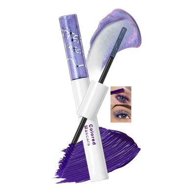 BEUKING Purple Mascara for Eyelashes, 2 in 1 Dual-Ended Waterproof Diamond Sparkle Colored Mascara Volume and Length, Diamond Effect Eye Makeup for Lashes and Brows, Washable, 05