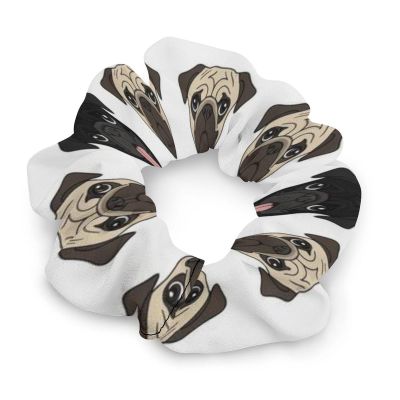 Traceless Hair Rings for Ponytails Black Yellow Pug, Adjustable Coil Elastics, No-Damage Hold for Braids, Dreadlocks, and Unique Hairstyles