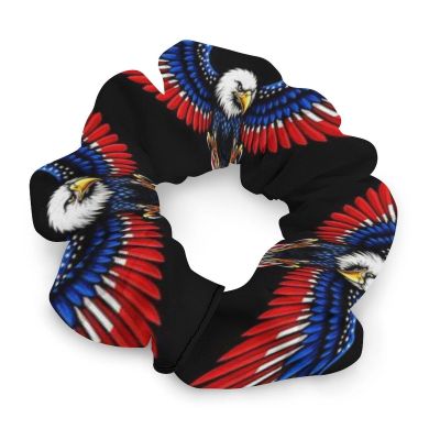 Spiral Hair Ties for Long Hair Patriotic American Flag And Bald Eagle, Stretchy Coil Scrunchies, Voluminous Ponytail Holders for Big Buns and Thick Styles