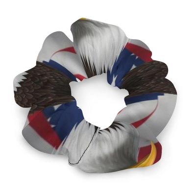 Spiral Scrunchies for Active Women American Flag And Bald Eagle Art, No-Slip Coil Hair Ties, Secure Ponytail Holders for Running, Gym, and Sports