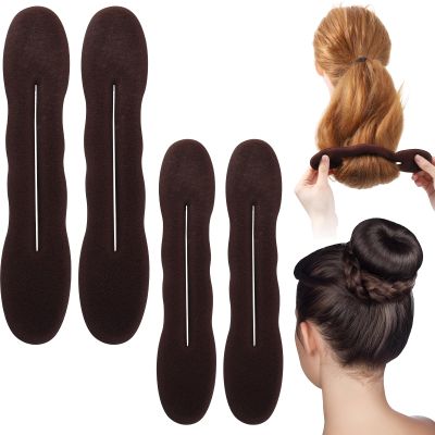 4 Pcs Hair Bun Maker Sponges Foam Sponge Bun Shapers Magic French Twist Clip nap Roll Sponge Curler Clips Hair Styling Accessories Easy Donut Maker Twister for Ballet Long Thin Curly Straight Wavy