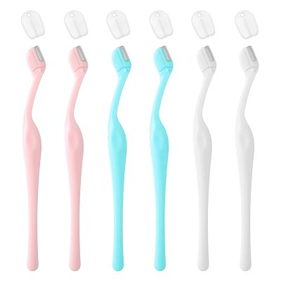 6Pcs Eyebrow Razors Small Face Razor Eye Brow Razor for Women Face Shaver Lip Hair Remover with Precision Cover for Women Facial Care Tools (White, Purple, Blue)