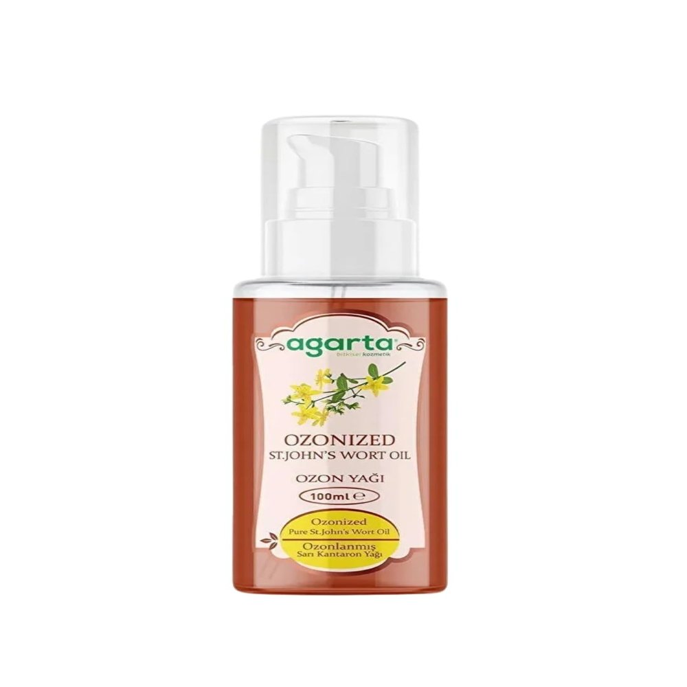 Agarta Ozonated St. Johns Wort Oil Botanical Skin Care Oil for Daily Use, Vegan Clean Formula 3.38 fl oz