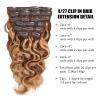 Body Wave Brazilian Clip in Hair Extensions Human Hair 8Pcs Remy Hair Extensions Clip ins for Black Women with 20 Clips 110g (12 Inch, P4/27 Colored) view 2