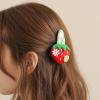 Handmade Strawberry Pattern Green Hair Clip Fabric Secure Clasp Easy to Wear for Most Hairstyles Casual Occasion Hair Barrettes view 2
