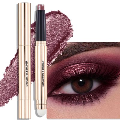 Wugbc Plum Shimmer Eyeshadow Stick - Dual-Ended Built-in Smudger