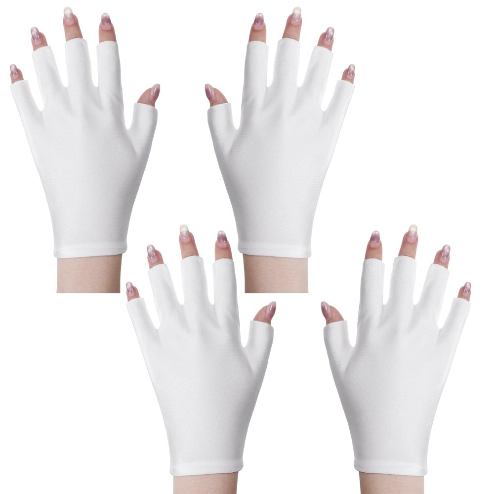 2 Pairs UV Gloves for Gel Nail Lamp, UV Protection Glove for Women Professional Fingerless UVs Light Protection Gloves Anti UVs Glove for Gel Nail Lamp Art Skin Care Fingerless for Protecting Hands