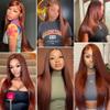 #33 Reddish Bundles Auburn Brown Straight Bundles Human Hair 16 18 20 Inch Brazilian Virgin Remy Hair Copper Red 3 Bundle Human Hair Extensions 50 Gram Per Bundle view 2