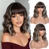 Bob Wigs with Bangs Loose Wavy Synthetic Cosplay Wig for Women 12 inch view 1