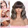 Bob Wigs with Bangs Loose Wavy Synthetic Cosplay Wig for Women 12 inch view 3