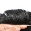 ApexToupees Durable Men's Hair System Fine Mono Human Hair Toupee 5x7 Inches Hair Pieces For Men Hair Prosthesis PU Around 120% Light Medium To Medium Density#1 Jet Black view 3