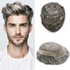 FNY HAIR Toupee for Men Real Human Hair Piece Breathable Swiss Lace Mens Hairpiece Poly Coating NPU Hair Replacement System Mens Toupee Natural Hairline 6X9 100% #260#2 Darkest Brown+60% Gray view 1