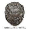 FNY HAIR Toupee for Men Real Human Hair Piece Breathable Swiss Lace Mens Hairpiece Poly Coating NPU Hair Replacement System Mens Toupee Natural Hairline 6X9 100% #260#2 Darkest Brown+60% Gray view 2