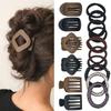 Hair Claw Clips and Hair Ties Set for Women 6 Large Matte Hair Clips & 10 Elastic Hair Ties, Non-Slip Strong Hold Claw Clips for Thick Thin Curly Straight Hair, Neutral Colors view 1