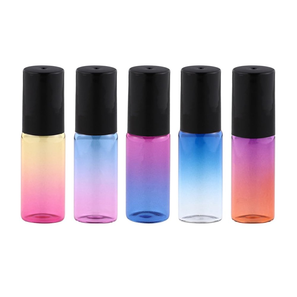 OSALADI 5Pcs 5ml Glass Roller Bottles Leakproof Portable Refillable
