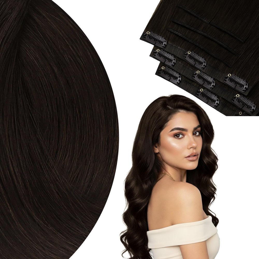 Ve Sunny Seamless Clip in Real Human Hair Extensions Brunette