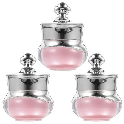 SHOWERORO 3Pcs 5G Acrylic Crown Small Empty Cream Containers Refillable Travel Jars for Cosmetic Eye Cream with Lid Pink