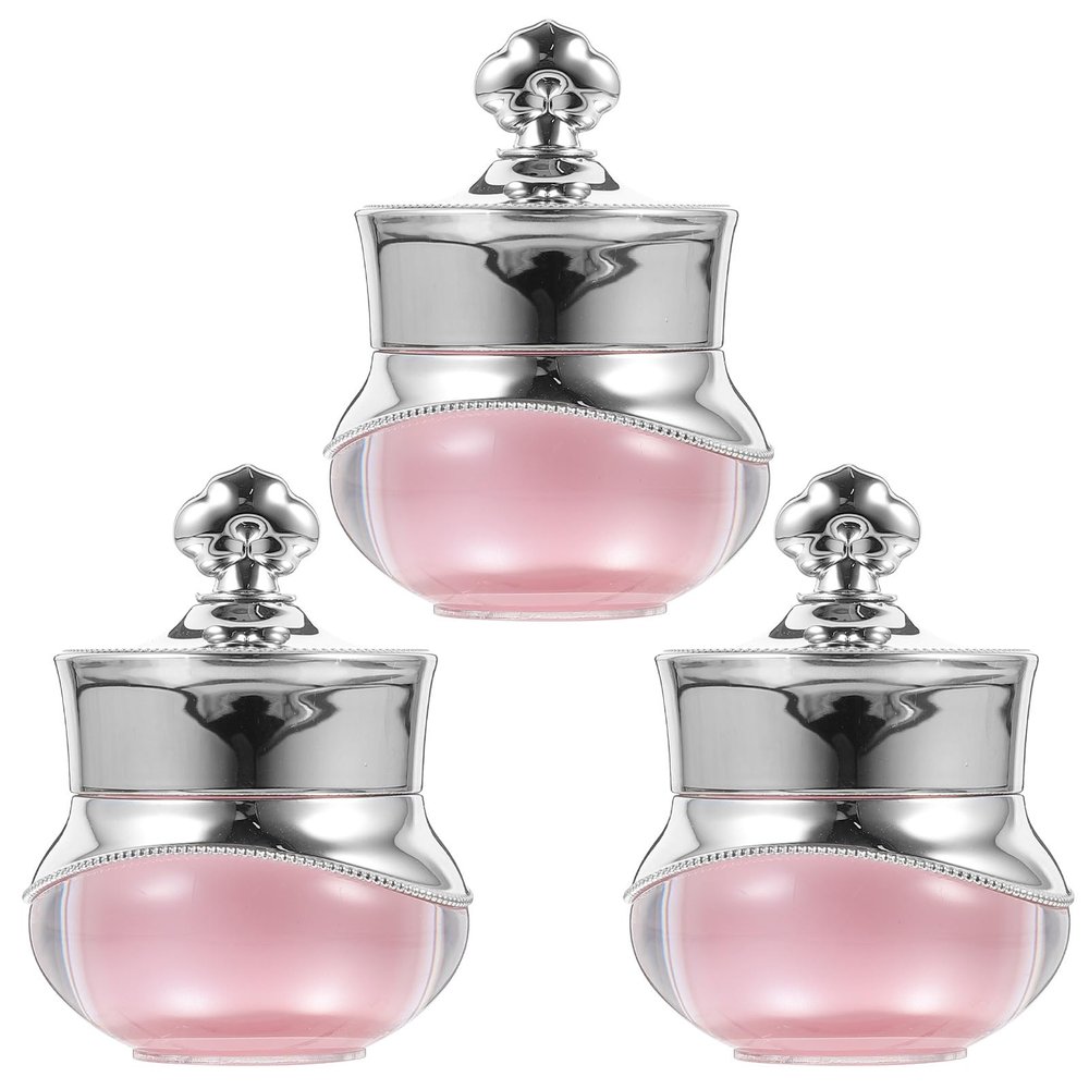 SHOWERORO 3Pcs 5G Acrylic Crown Small Empty Cream Containers Refillable Travel Jars for Cosmetic Eye Cream with Lid Pink