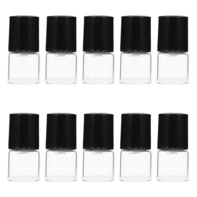COOPHYA 25Pcs 1Ml Glass Roll-On Bottles Essential Oil Roller Ball Bottles with Black Caps for Perfume and Lip Oil Subpackaging Travel Use