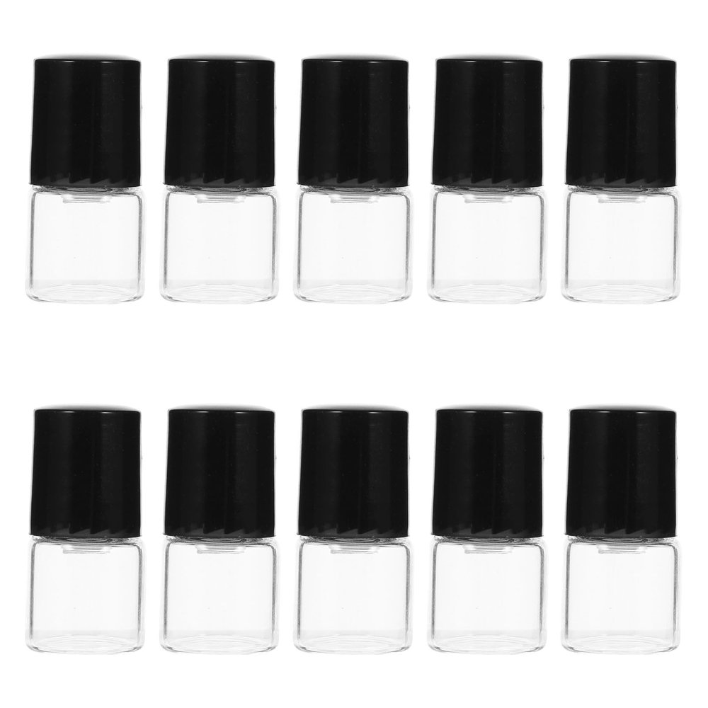 COOPHYA 25Pcs 1Ml Glass Roll-On Bottles Essential Oil Roller Ball Bottles with Black Caps for Perfume and Lip Oil Subpackaging Travel Use