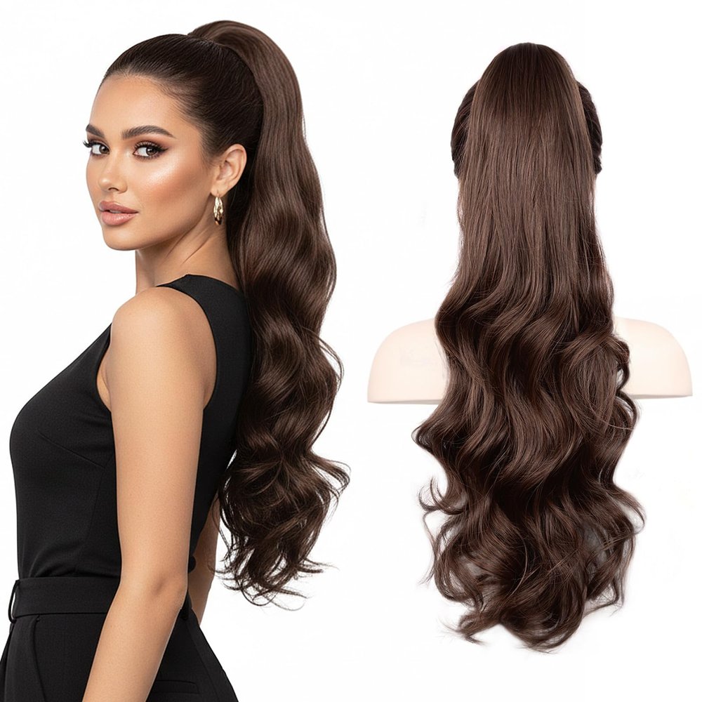 Clip in Ponytail for Women 26 Inch Wavy, Voluminous Claw Clip Ponytail Extension, Hair Extensions Ponytail & Pony Tails for Birthday, Graduation, Concert & Casual Outing