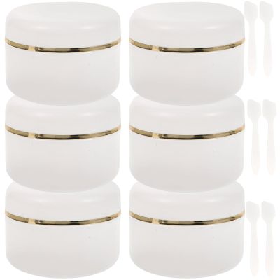 HOOTNEE 6Pcs 90Ml Cosmetic Containers with Lids Travel Jars for Creams Lotions Refillable Lotion Dispenser Bottles with Spoon for Travel and Personal Care