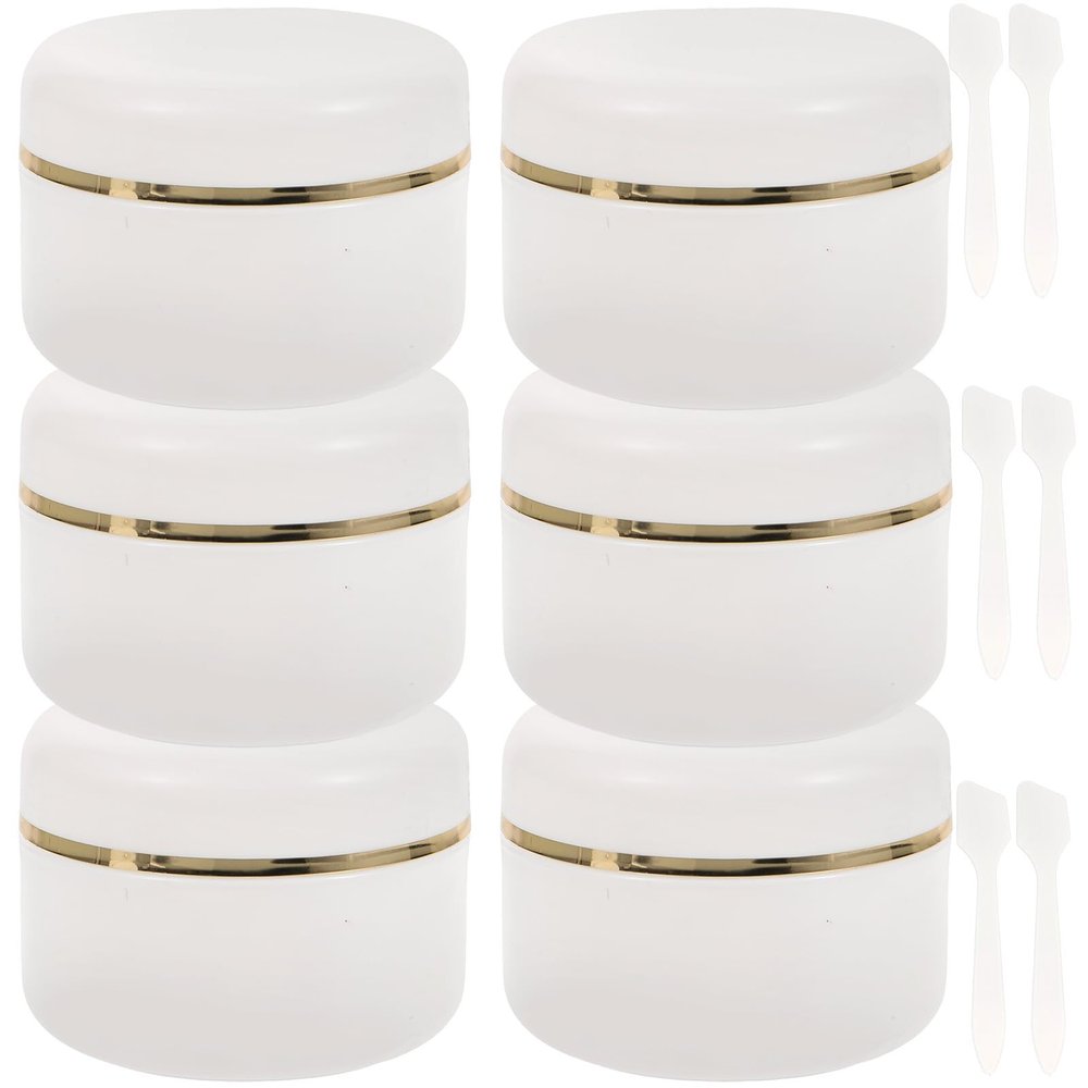 HOOTNEE 6Pcs 90Ml Cosmetic Containers with Lids Travel Jars for Creams Lotions Refillable Lotion Dispenser Bottles with Spoon for Travel and Personal Care