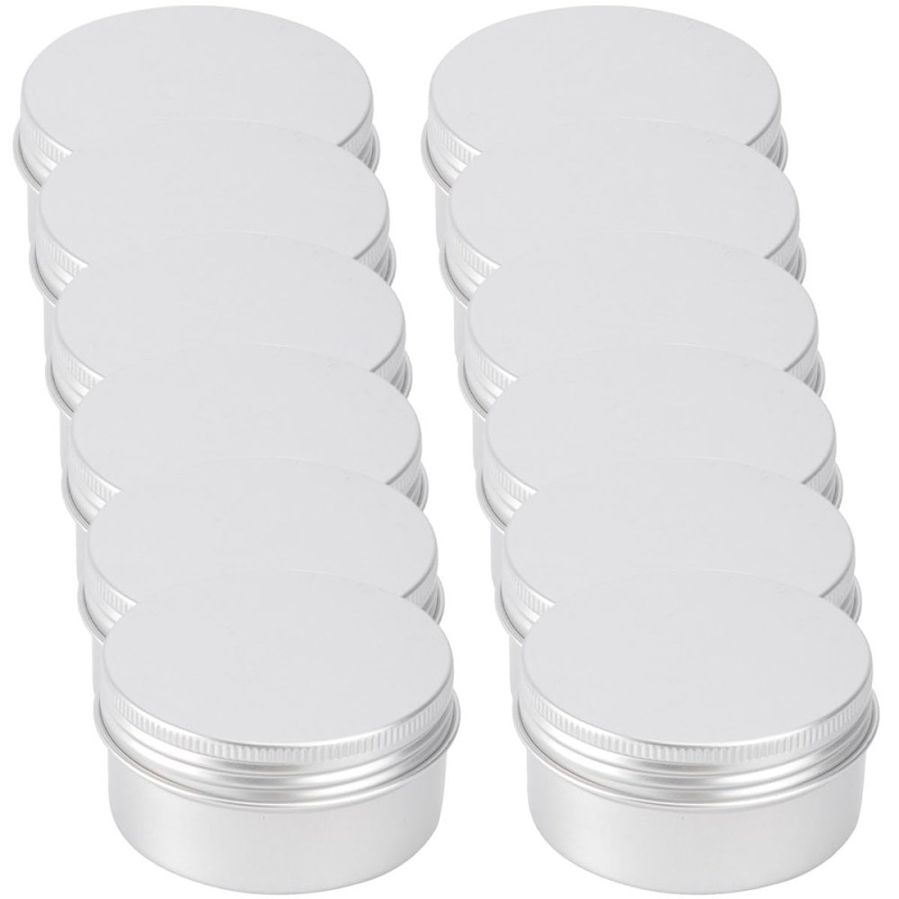 IWOWHERO 12Pcs 80Ml Aluminum Lip Balm Tins Screw-Top Multi-Function Cream Containers for Skincare Travel Cosmetic Accessories