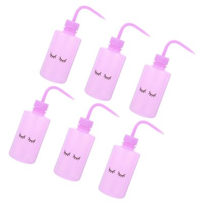 TOVINANNA 6Pcs 250Ml Portable Squeeze Bottles for Eyelash Cleaning with Curved Nozzle, Plastic Refillable Washing Bottles for Beauty Salon and Personal Care Use