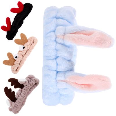 EPIGEIST 4Pcs Spa Headbands for Washing Face and Makeup, Plush Cartoon Hair Wraps for Women, Soft Fuzzy Headbands for Shower, Yoga, and Facial Care