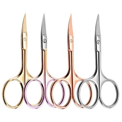 PLAFOPE 4Pcs Stainless Steel Colorful Mustache Scissors Beard Trimming Shears Curved Tip for Men Facial Hair Grooming Home and Barber Use Random Color Random Color