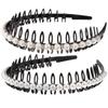 SILENRADAWN Pearls Headbands 2Pcs Non-Slip Teeth Hair Hoops with Crystal Wedding Hair Accessories for Women view 1