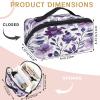 Adornori Flower Purple Travel Makeup Bag Open Flat Large Capacity Toiletry Bag Portable Waterproof Cosmetic Case for Women with Handle view 2