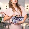 Adornori Flower Purple Travel Makeup Bag Open Flat Large Capacity Toiletry Bag Portable Waterproof Cosmetic Case for Women with Handle view 3