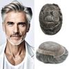 Hair Wonders Toupee Hair for Men French lace Mens Toupee Human Hair Clear Poly Mens Hair System Protesis Capilar Hombre6X9-100% light to medium#1B60 1B# OFF BLACK WITH 60% SYNTHETIC GREY view 1