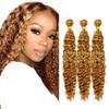 P27/30 Blonde Bundles Human Hair Deep Wave Bundles 26 28 30 Inch Unprocessed Brazilian Virgin Remy Hair 3 Bundle Highlight Brown Deep Curly Human Hair Extensions 100 Gram Per Bundle view 1