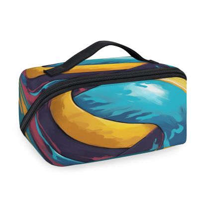 Adornori Volleyball Travel Makeup Bag Open Flat Large Capacity Toiletry Bag Portable Waterproof Cosmetic Case for Women with Handle