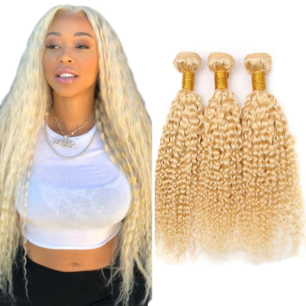 300g 613 Bundle Blonde Water Wave Human Hair Weave Brazilian Virgin Hair 3 Bundles 24 26 28 Inch 613 Bundles With Closure