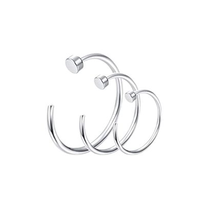 20G Stainless Steel Nose Rings C-Shape Nose Hoops Flat Ball Lip Nose Piercings Cartilage Tragus Ear Piercing Set