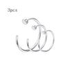 20G Stainless Steel Nose Rings C-Shape Nose Hoops Flat Ball Lip Nose Piercings Cartilage Tragus Ear Piercing Set view 3