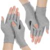 2 Pair Moisturizing Gloves for Dry Hands, Fingerless Cotton Eczema Gloves for Hand Cream Overnight, Suitable for Women & Men Nighttime Moisturizing Hand, Half Finger Easy to Touchscreen, Grey view 1