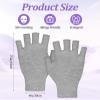 2 Pair Moisturizing Gloves for Dry Hands, Fingerless Cotton Eczema Gloves for Hand Cream Overnight, Suitable for Women & Men Nighttime Moisturizing Hand, Half Finger Easy to Touchscreen, Grey view 2