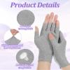 2 Pair Moisturizing Gloves for Dry Hands, Fingerless Cotton Eczema Gloves for Hand Cream Overnight, Suitable for Women & Men Nighttime Moisturizing Hand, Half Finger Easy to Touchscreen, Grey view 3