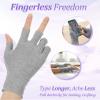 2 Pair Moisturizing Gloves for Dry Hands, Fingerless Cotton Eczema Gloves for Hand Cream Overnight, Suitable for Women & Men Nighttime Moisturizing Hand, Half Finger Easy to Touchscreen, Grey view 4