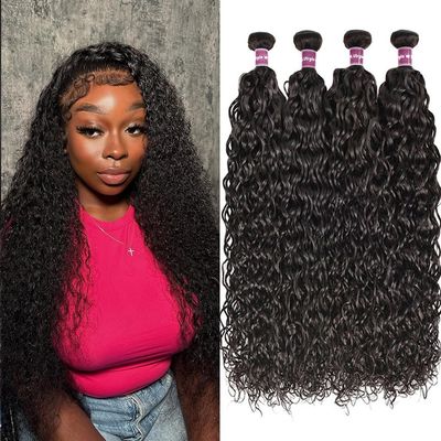 16A Human Hair Bundles 26 28 30 32 Inch Water Wave Hair Bundles Double Weft 100% Unprocessed Brazilian Virgin Deep Curly Weave 4 Bundles Water Wavy Curly Hair Extensions Real Human Hair For Women