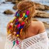JAKAWIN Boho Feather Headband Rainbow Hair Accessories Indian Costume for Women view 3