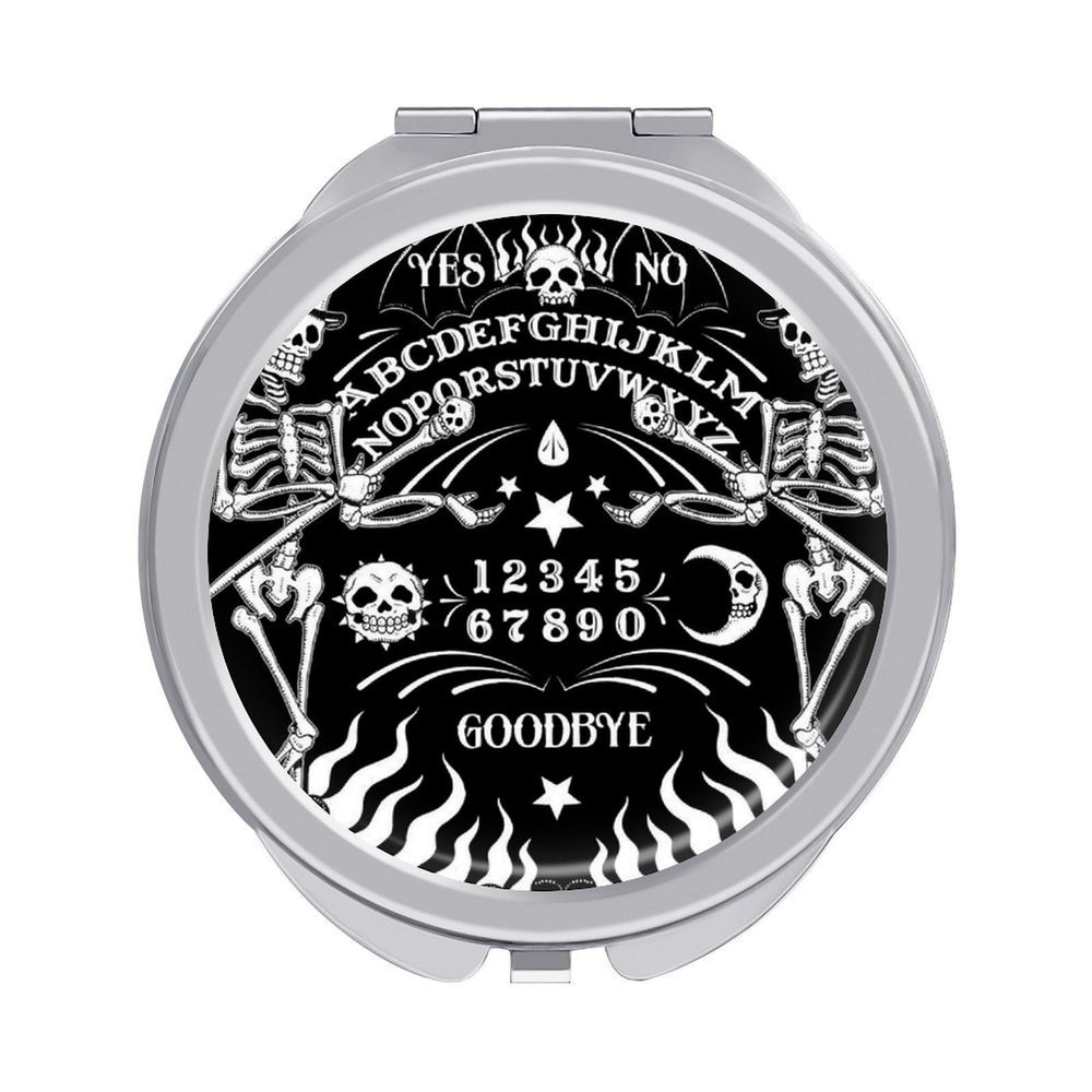 EOQIFJM Skull Skeleton Witch Board Tarot Black Art Portable and Compact Makeup Mirror, Suitable for Carrying Outside