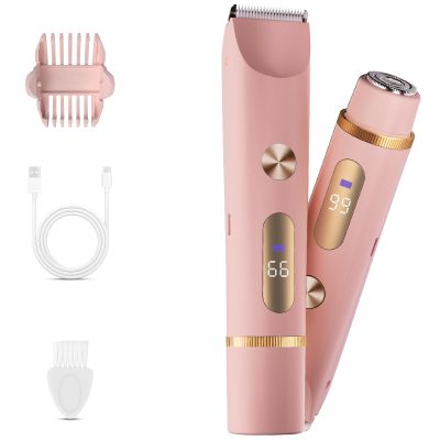 Bikini Trimmer for Women, 2 in 1 Electric Shaver for Women, Rechargeable Electric Razor Body Hair Trimmer Wet & Dry Use